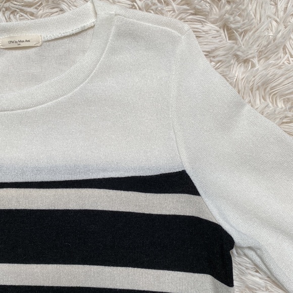 12PM by Mon Ami Stripe Top 💗 White Black Cream - Picture 6 of 11
